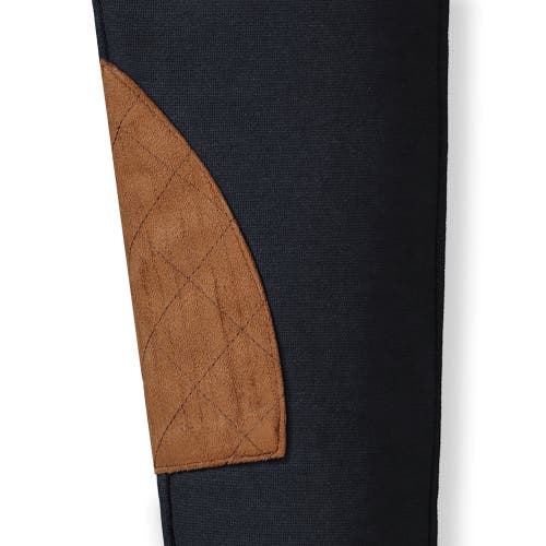 Hope & Henry Girls' Ponte Riding Pant, Infant In Black With Brown Faux Suede