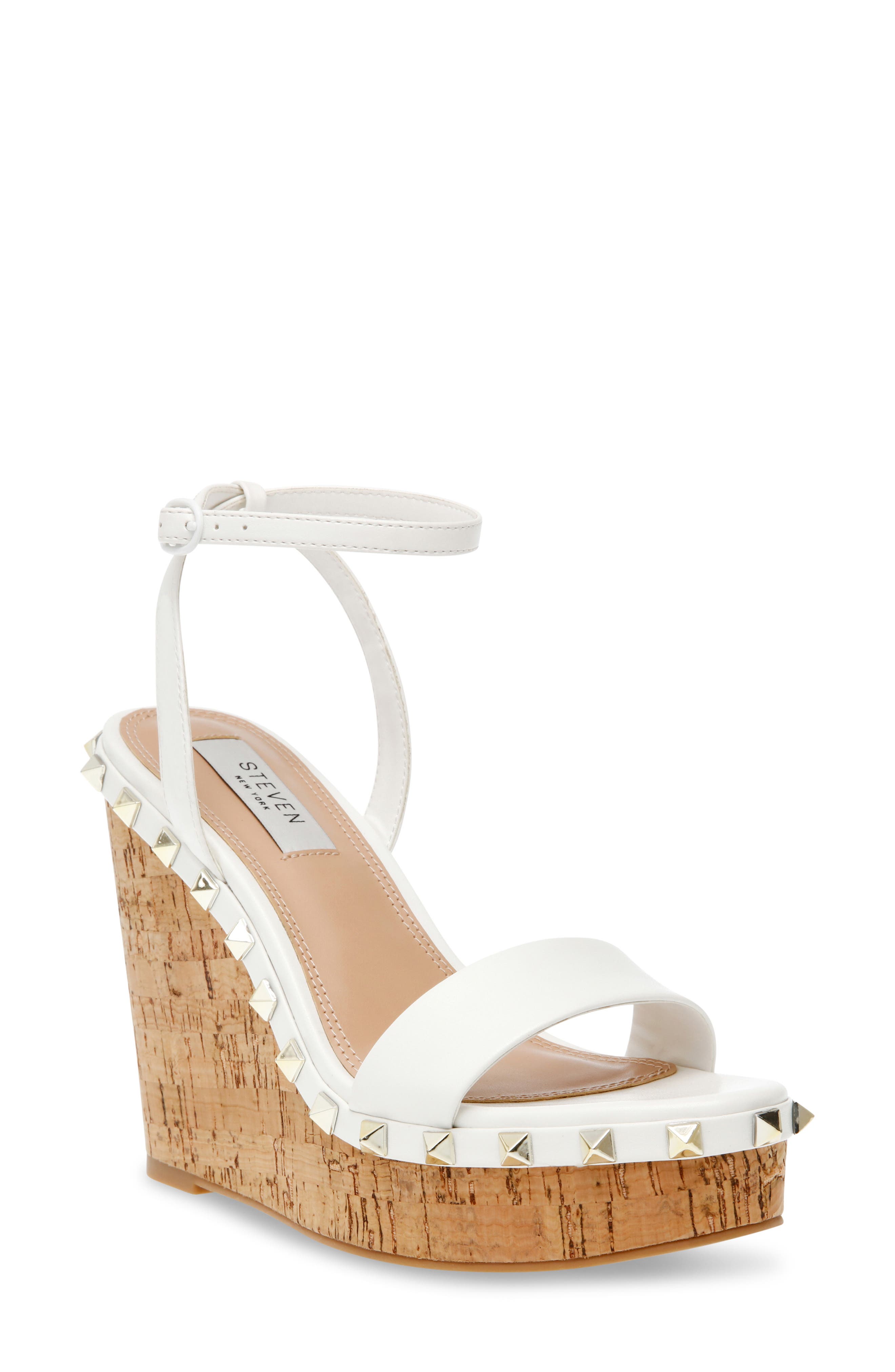 white cork heel