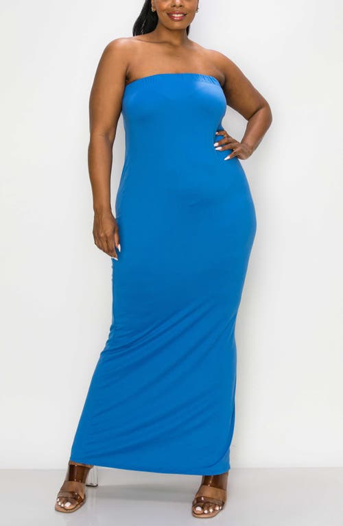 Shop L I V D Eliza Strapless Maxi Dress In Cobalt