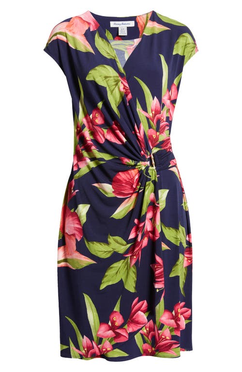 Shop Tommy Bahama Clara Lavish Blooms Wrinkle Resistant Stretch Minidress In Island Navy