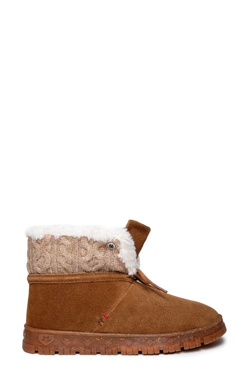 Minnetonka Norean Faux Fur Lined Slipper Bootie In Tan