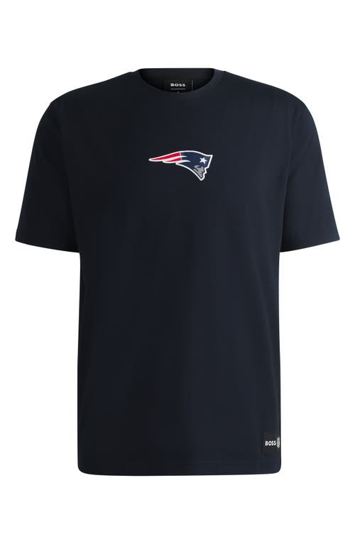 Shop Hugo Boss Boss X Nfl Stretch Cotton Graphic T-shirt In New England Patriots - Blue