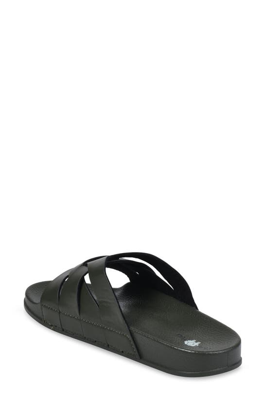 Gaahuu Crisscross Strap Slide Sandal In Olive