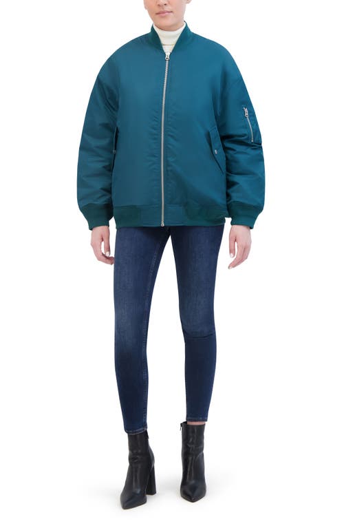 Hudson Jeans Oversize Ma-1 Water Repellent Bomber Jacket In Teal