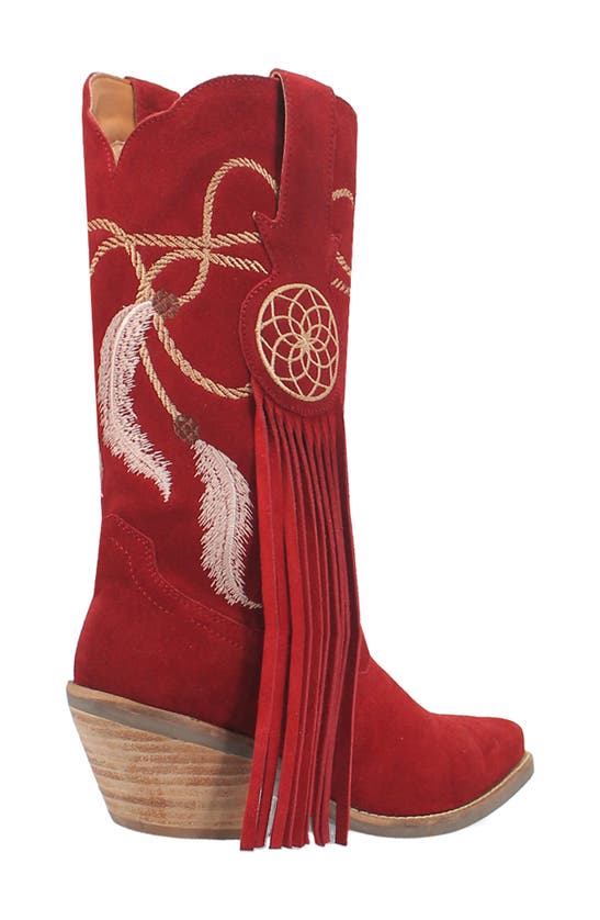 Dingo Day Dream Fringe Embroidered Western Boot In Red