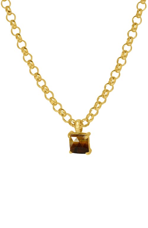 Nomad Stone Pendant Necklace in Tiger Eye/Gold