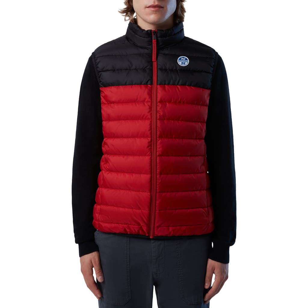 North Sails Skye Water Repellent Puffer Vest In Red Lava/blue Teal