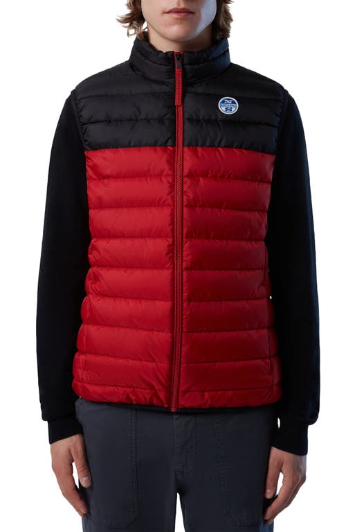 Skye Water Repellent Puffer Vest in Red Lava/Blue Teal