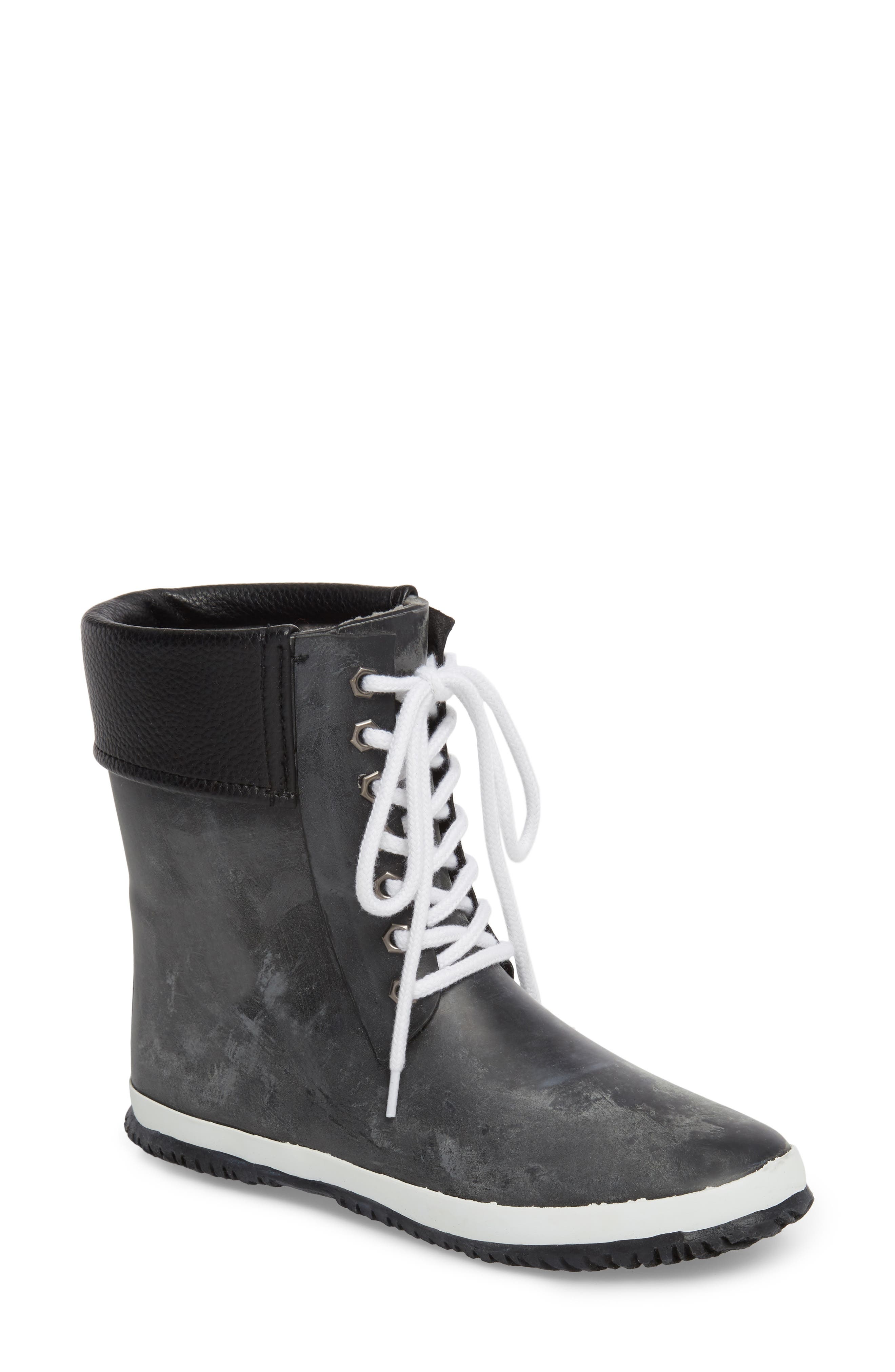 Dav Waterproof Packable Lace-Up Bootie, Black