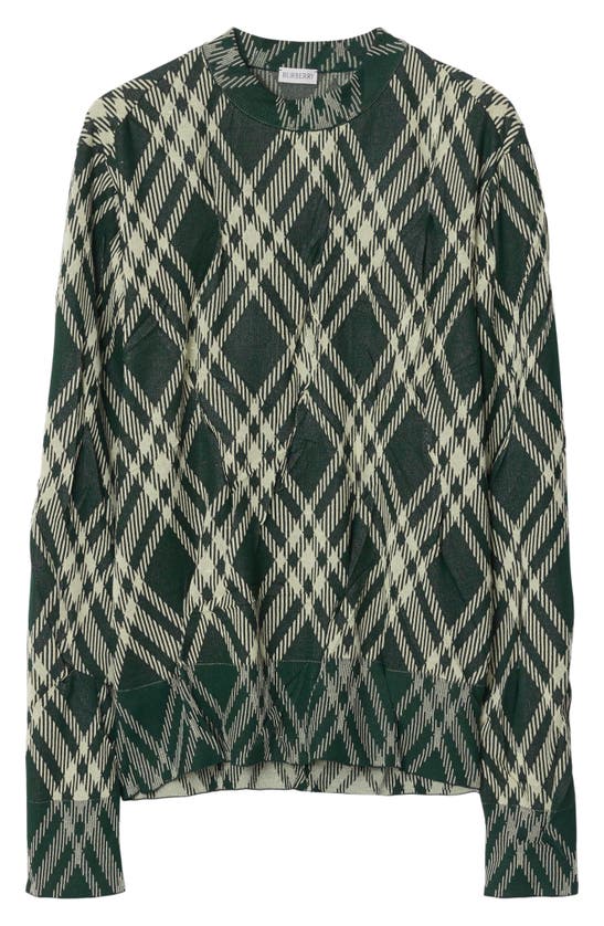 Shop Burberry Check Cotton Blend Sweater In Ivy Ip Check