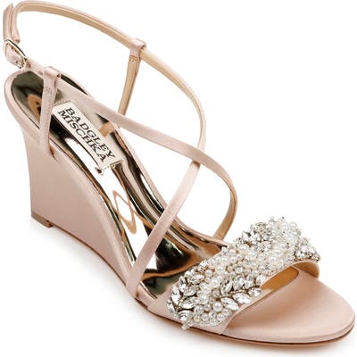 Badgley Mischka Clarisa Embellished Wedge Sandal- Pink