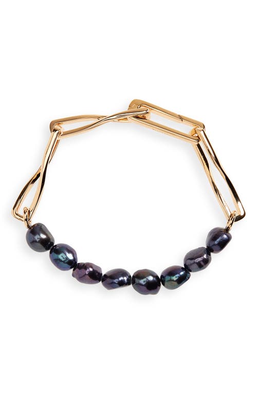 Missoma Baroque Pearl Twisted Link Bracelet in Gold