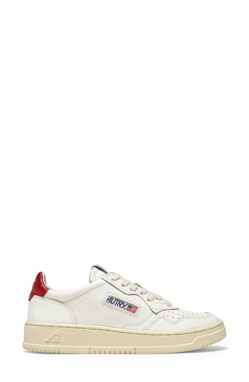 Autry Low-top Sneakers With Smooth Leather Upper And Perforated Detailing In White Leather/red