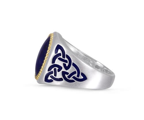 Luvmyjewelry Lapis Lazuli Stone Signet Ring In Sterling Silver With Enamel In Blue