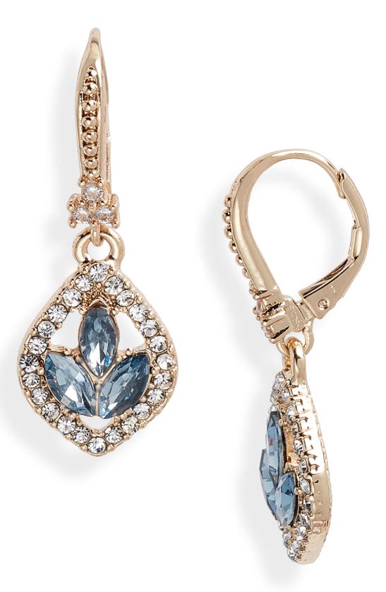 Marchesa Gold-tone Pave & Color Crystal Drop Earrings In Green