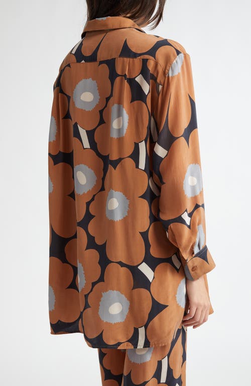 Shop Marimekko Sivuta Unikko Button-up Shirt In Brown Black Grey