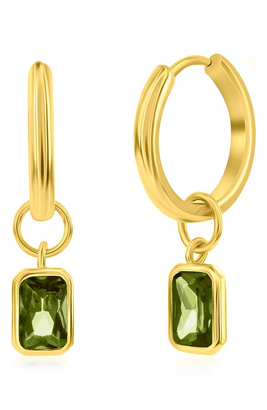 Simona Cubic Zirconia Charm Hoop Earrings In Peridot