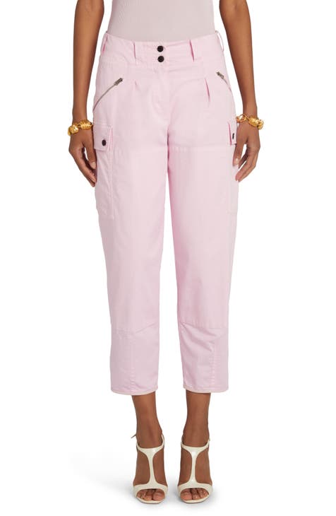 Innerwin Cropped Pant High Waist Women Capri Pants Beach Button Lounge Capris  Pink M 