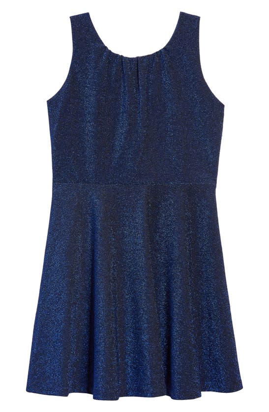 Ava & Yelly Kids' Metallic Sleeveless Skater Dress In Blue