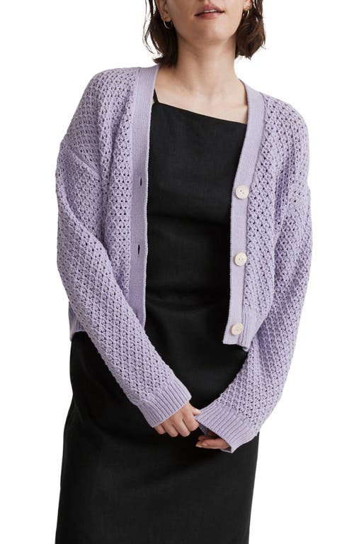 Madewell Open Stitch Cotton Crop Cardigan in Heather Dusty Lavender