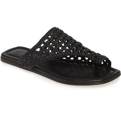 Agl Asymmetrical Woven Toe Loop Sandal - Black