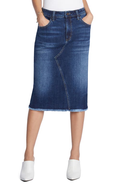 Reveal Denim Midi Skirt in Valley Blue