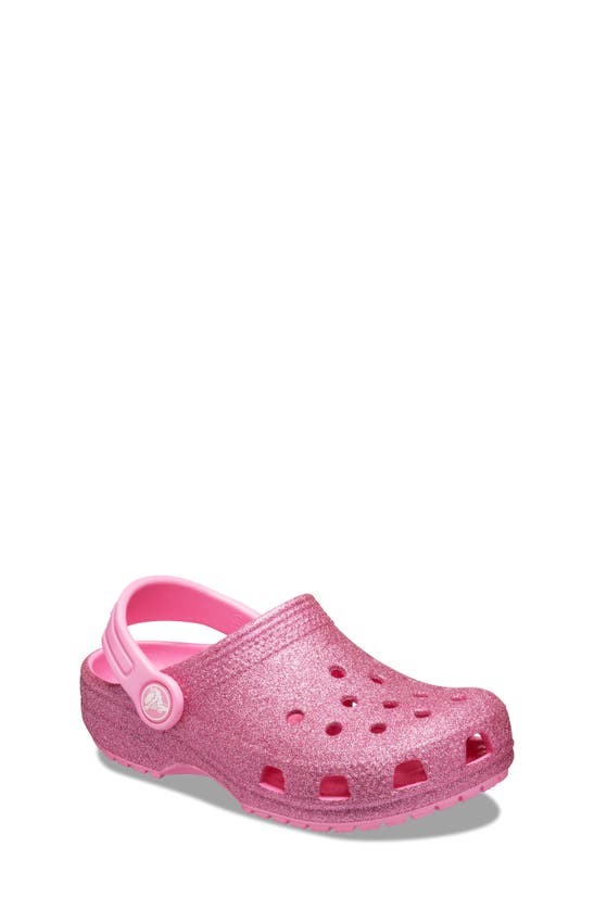 Crocs Kids' Classic Glitter Clog Sandal In Pink Lemonade
