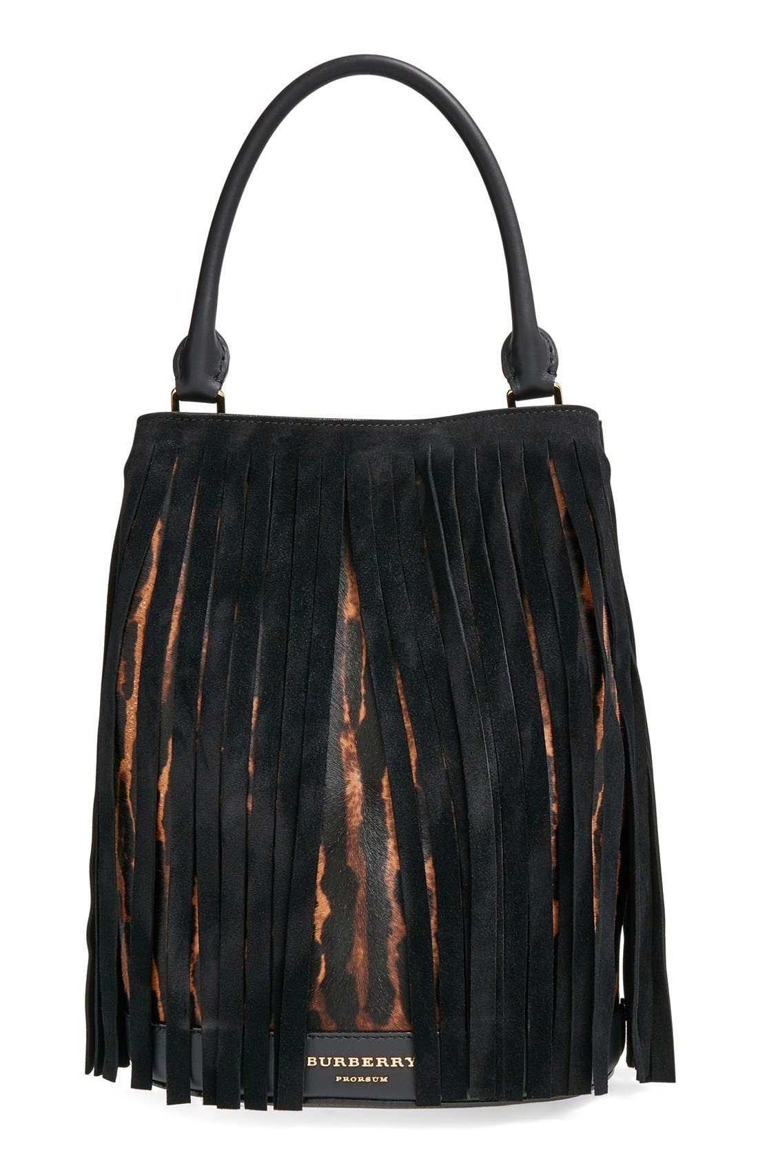 Burberry Prorsum Suede Fringed Genuine Calf Hair Bucket Bag Nordstrom