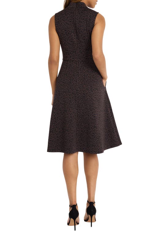 Maggy London Panthera Jacquard Fit & Flare Dress In Dark Brown/black