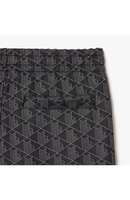 Shop Lacoste Regular Fit Geo Print Track Pants In Black/graphite