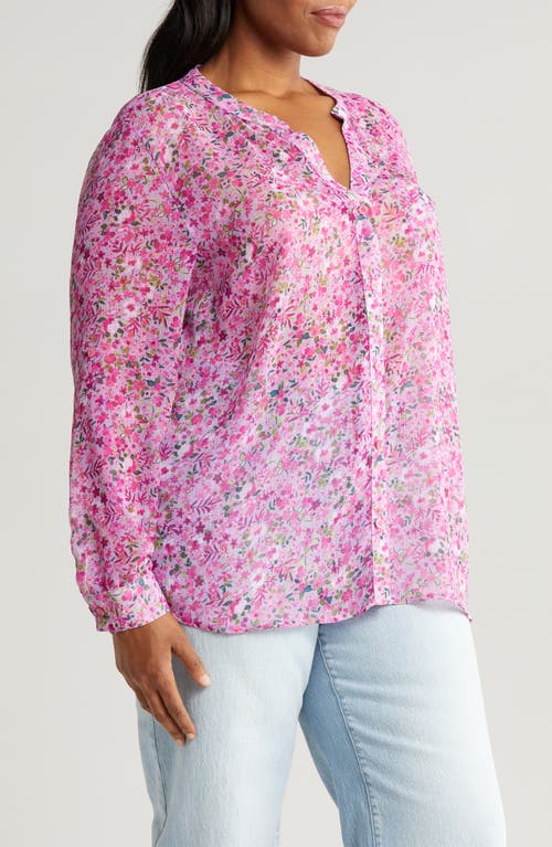 Kut From The Kloth Jasmine Roll Sleeve Top In Potenza-lavender Wish/pink