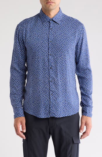 HUGO BOSS HUGO ERMO SLIM FIT SCATTER DOT BUTTON-UP SHIRT