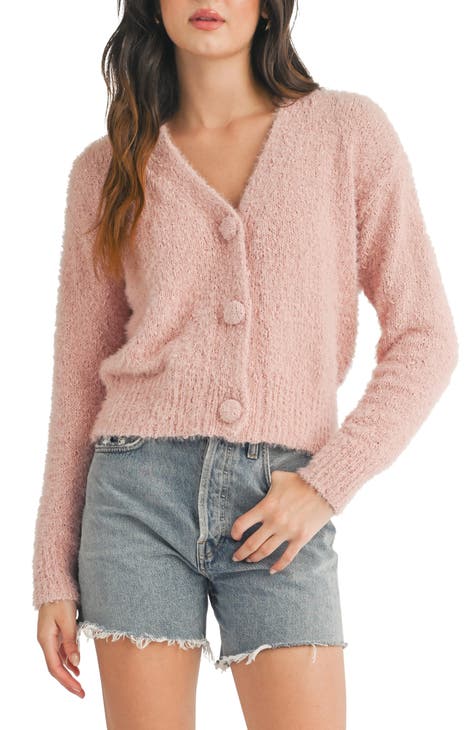 Trendy Cardigan Textured Cardigan Pink Womens Tops All White