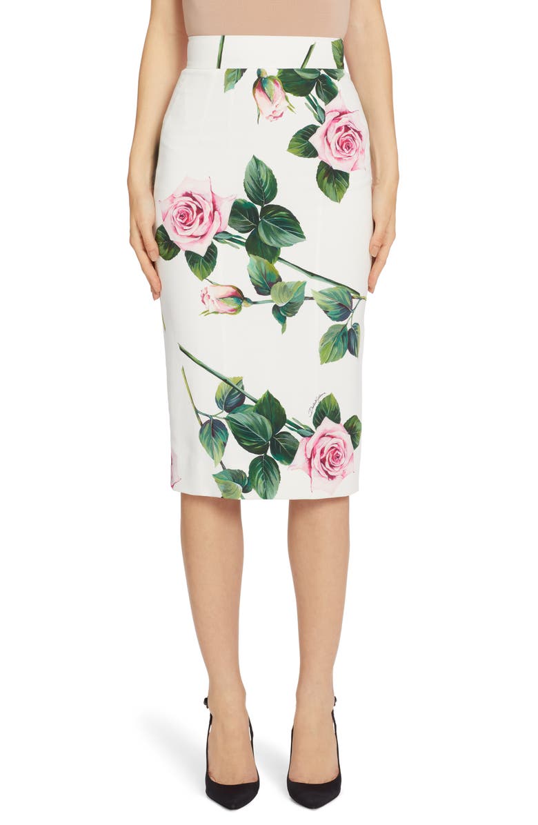 Dolce&Gabbana Rose Print Pencil Skirt | Nordstrom