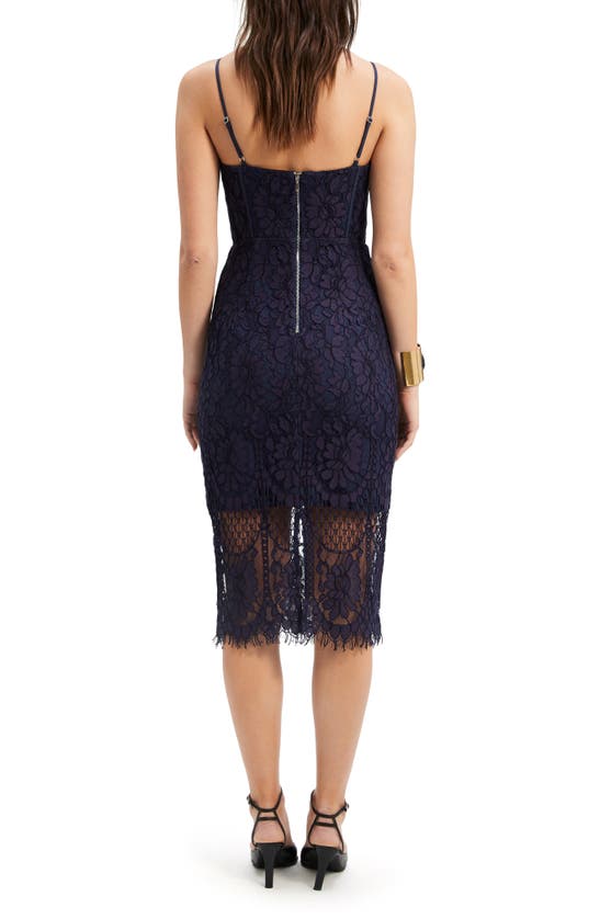 Shop Bardot Florence Lace Cotton Blend Corset Midi Dress In Navy