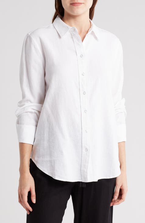 Linen Blend Button-Up Shirt