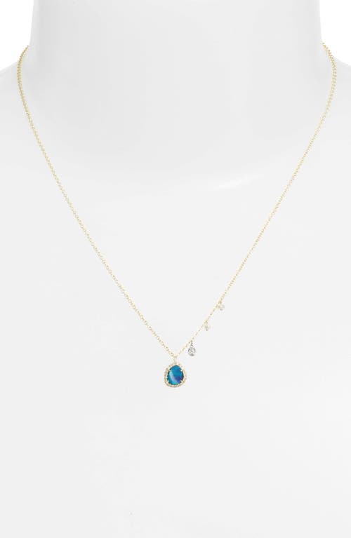 Meira T Mini Stone Diamond Pendant Necklace In Yellow Gold/opal
