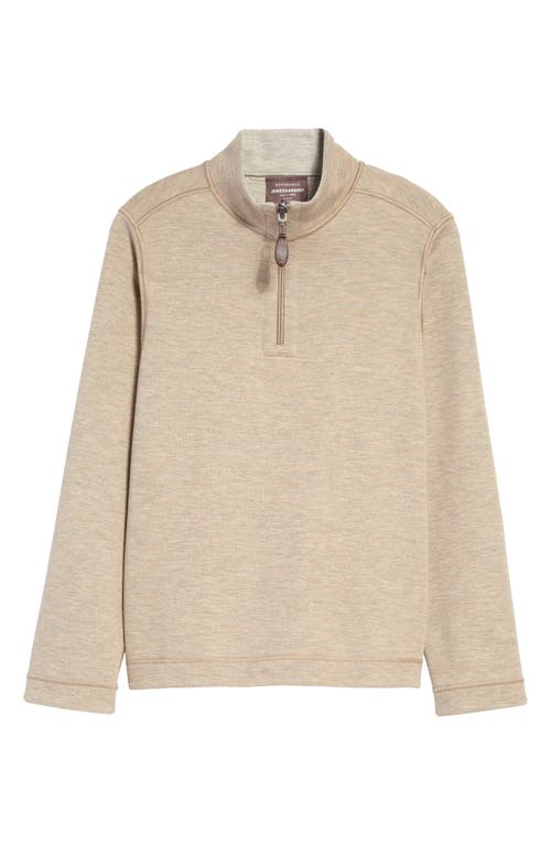 Johnston & Murphy Kids' Solid Reversible Quarter Zip Pullover In Oatmeal/light Grey