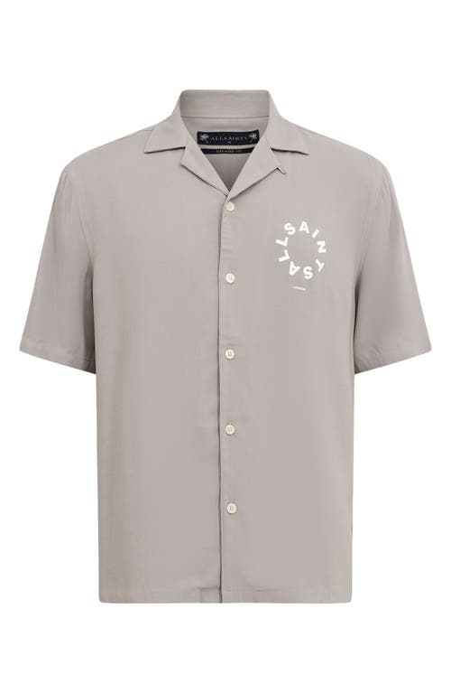 Shop Allsaints Tierra Logo Camp Shirt In Radio Grey