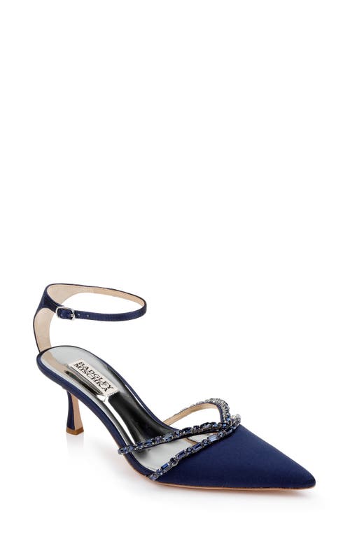 Ankle Strap Pointed Toe Pump in Midnight