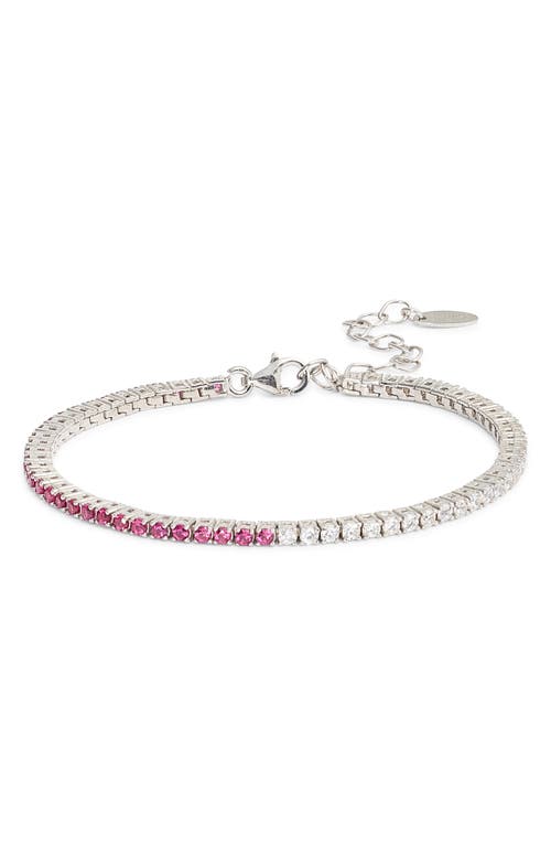 Shop Shymi Half & Half Cubic Zirconia Tennis Bracelet In Silver/hot Pink/white