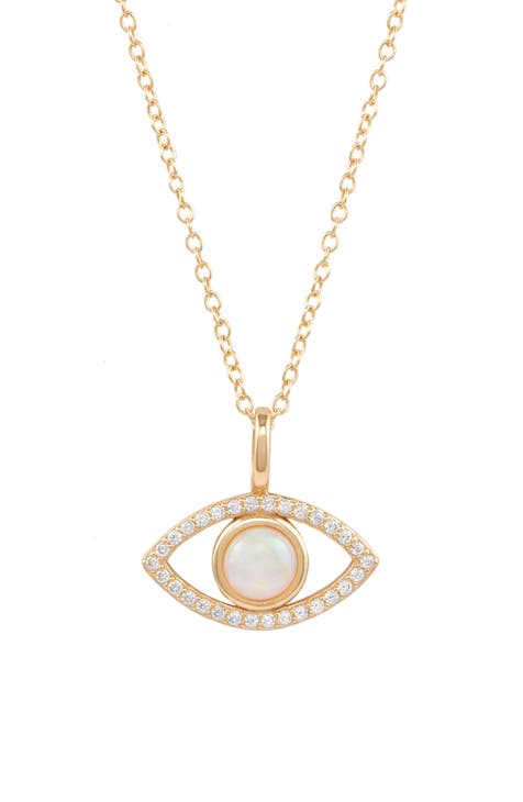 Evil Eye Opal Pendant Necklace