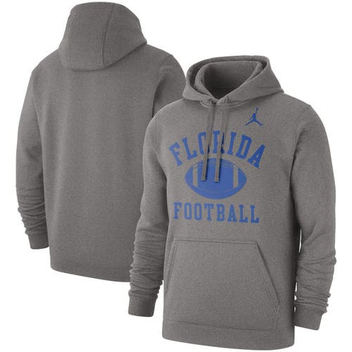 Men's Jordan Brand Heathered Gray Florida Gators Football Club Pullover Hoodie in Heather Gray