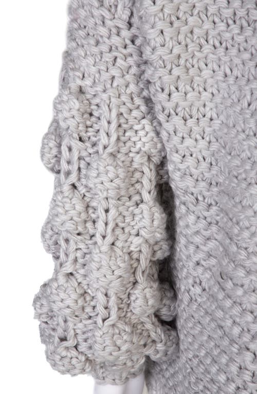 Saachi Pompom Knit Cardigan In Grey