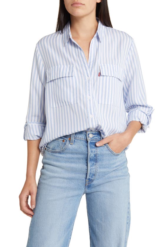 Levi's® Doreen Stripe Utility Button-up Shirt In Sara Stripe Brunnera Blue