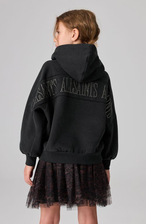 Shop Allsaints Sm By  Kids' Embellished Graphic Hoodie In Black