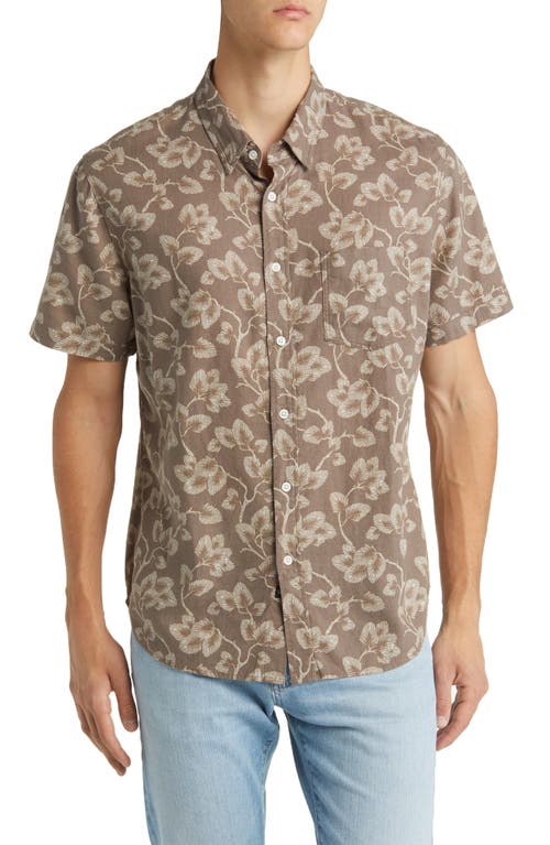 Rails Carson Floral Short Sleeve Linen Blend Button-Up Shirt Japanese Maple Faded Saddle at Nordstrom,