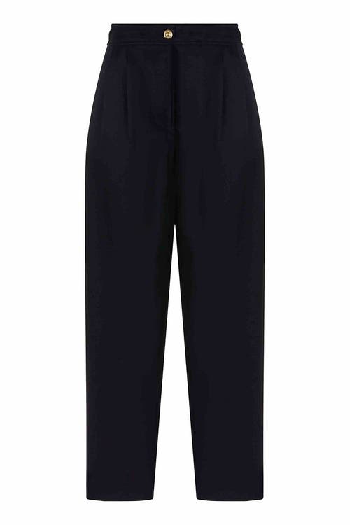 High-Waisted Carrot Pants in Navy Blue