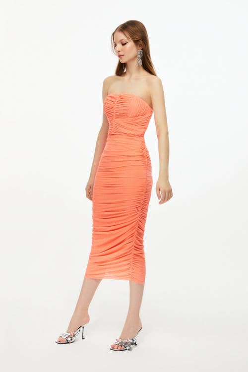 Nocturne Sparkly Draped Dress in Salmon at Nordstrom