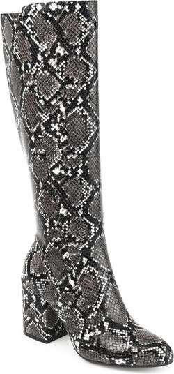 Journee Collection Tavia Snakeskin Embossed Block Heel Boot - Wide Calf ...